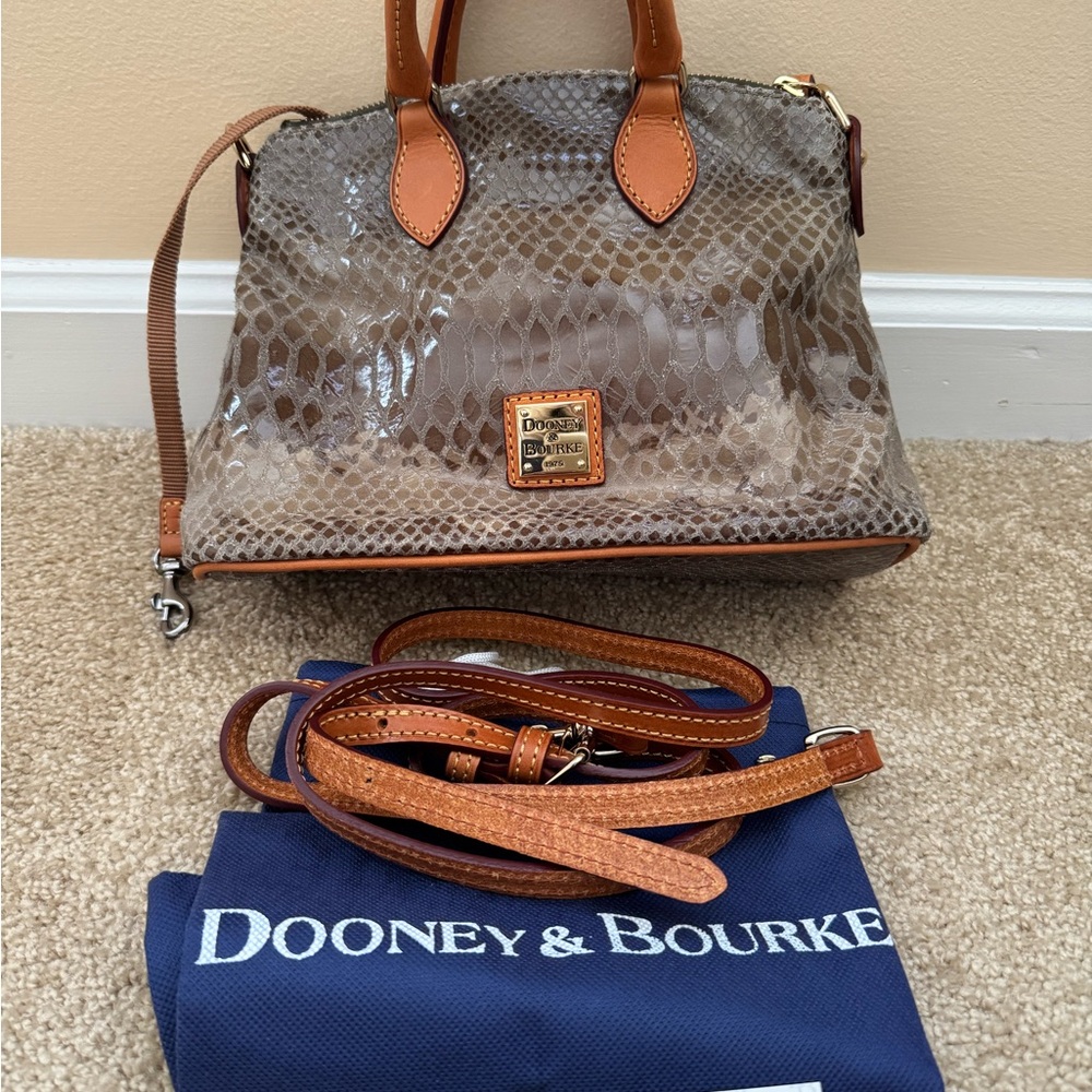 Dooney & Bourke Python-Embossed Satchel in Brown … - image 2